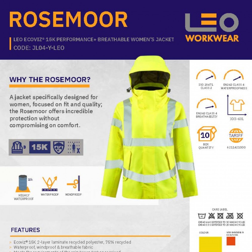 ROSEMOOR Leo EcoViz 10K Performance+ Breathable Women's Jacket YEL L (14)