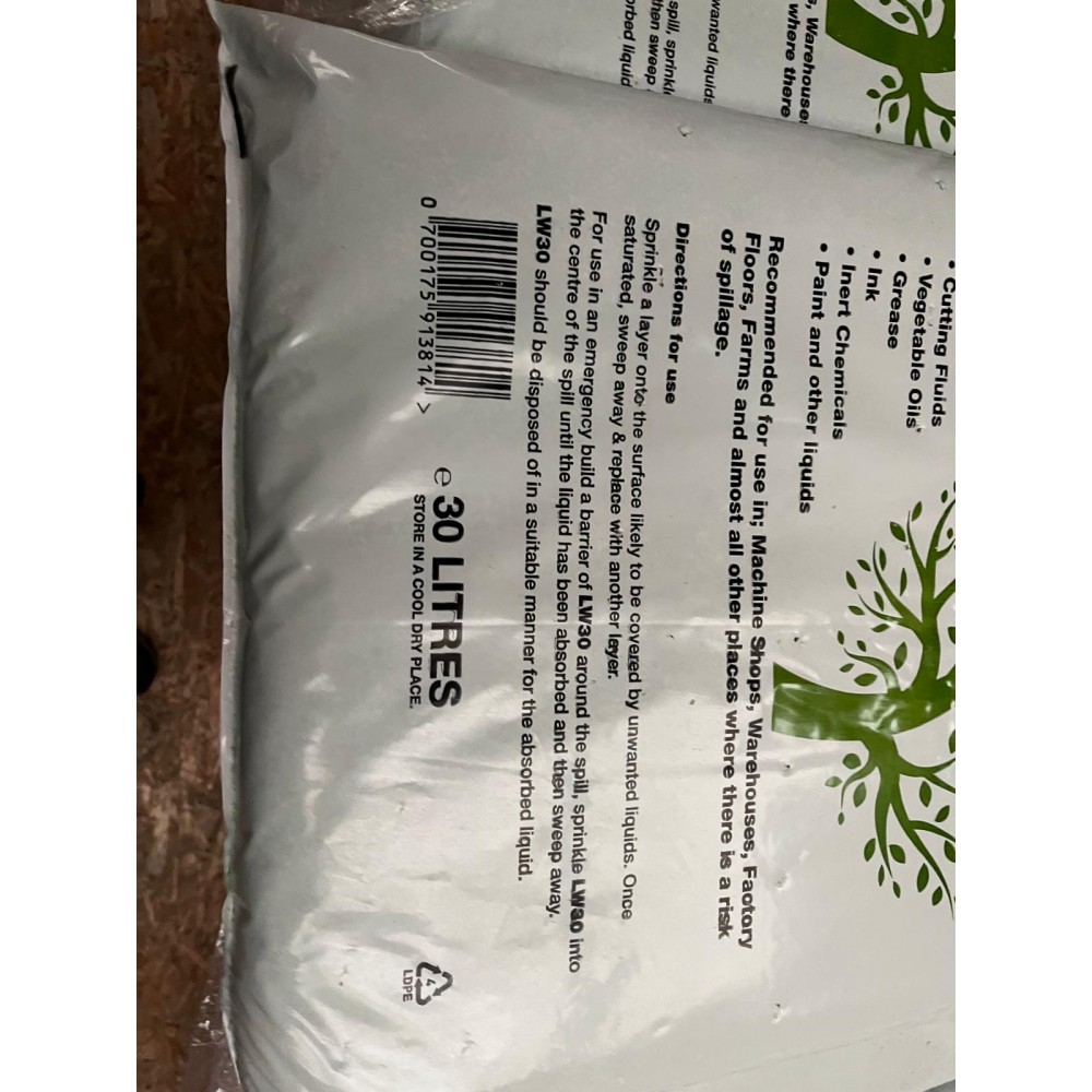 FENTEX LW30 WOOD FIBRE FR ABSORBENT PELLETS 30LT BAG