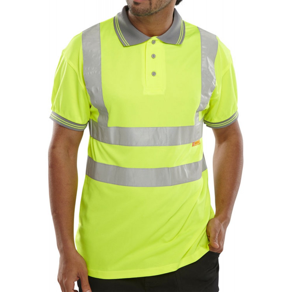 HI-VISIBILITY YELLOW POLO SHORT SLEEVE LARGE