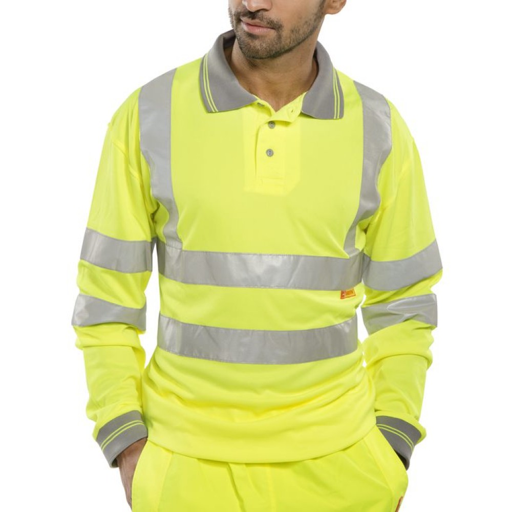 HI-VIS POLO SHIRT LONG SLEEVE YELLOW LARGE