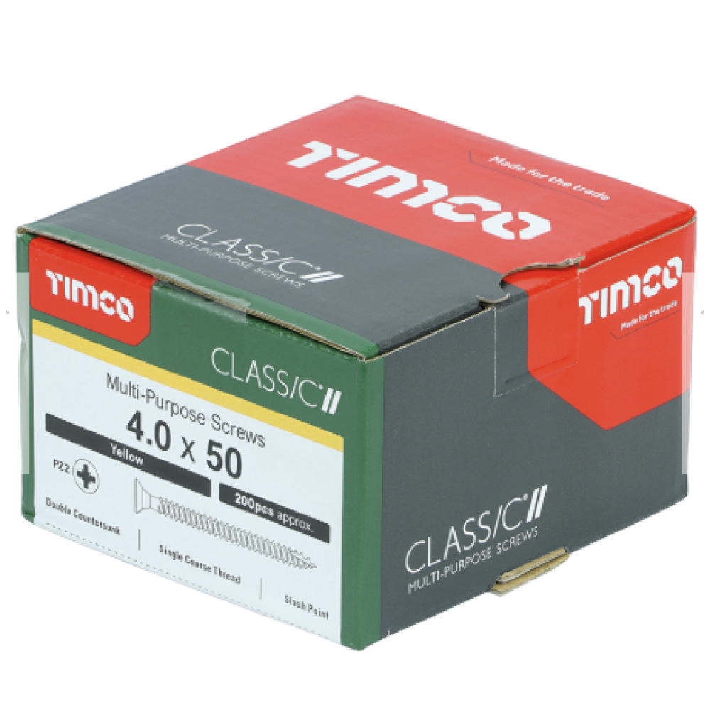 4X50MM CLASSIC WOOD SCREW BOX 200 TIMCO