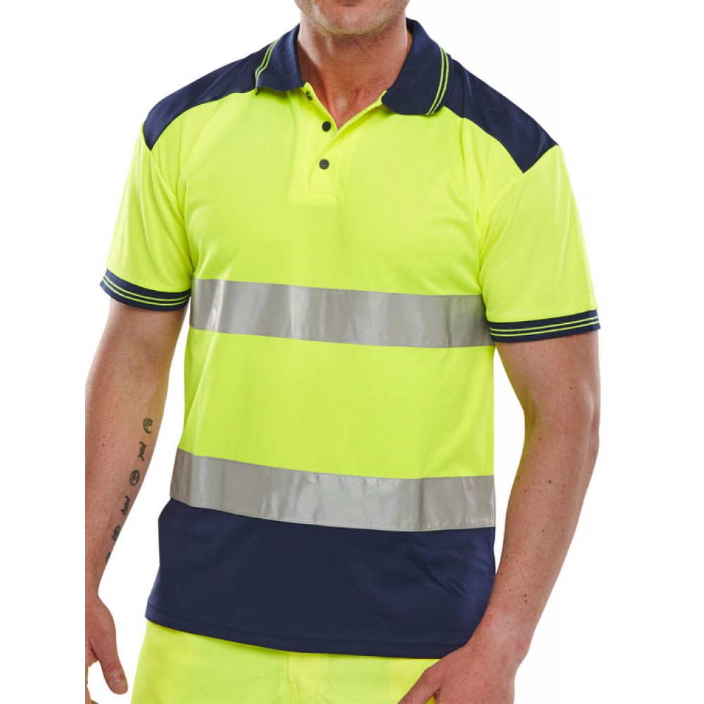 TWO TONE HI-VIZ YEL/NAVY POLO SHIRT 2XLARGE