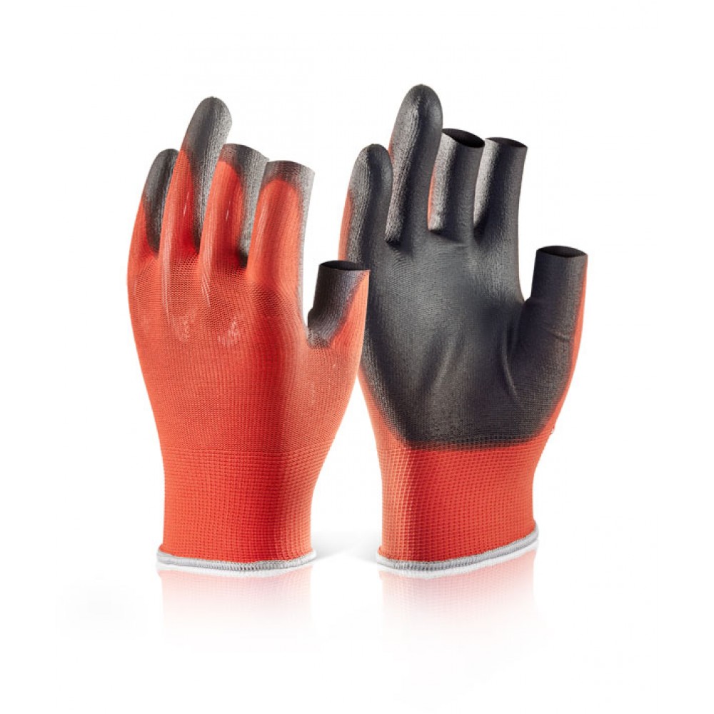 PU COATED 3 FINGERLESS GLOVE EC10  4.1.2.1 MED