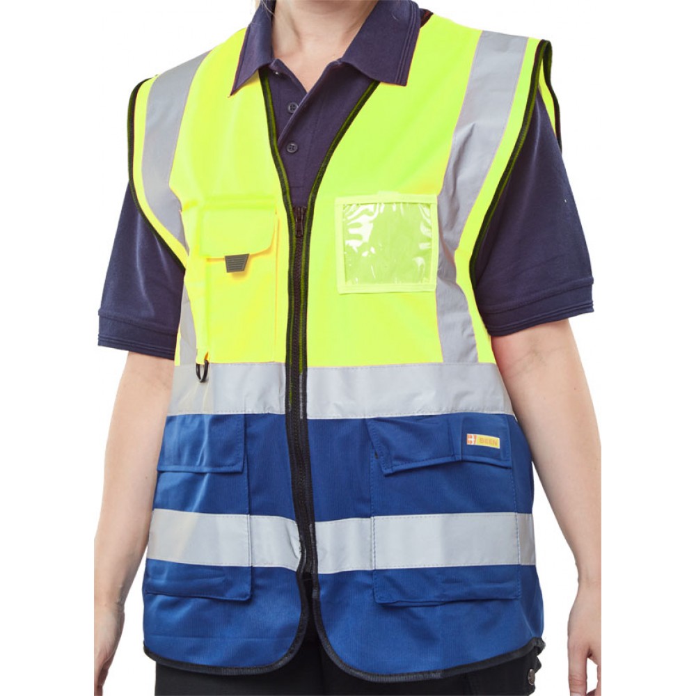 TWO TONE EXECUTIVE VEST YELLOW/NAVY XXL BEESWIFT