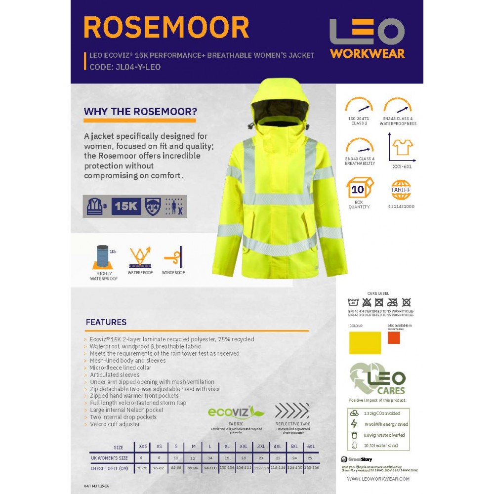 ROSEMOOR Leo EcoViz 10K Performance+ Breathable Women's Jacket YEL M (12)