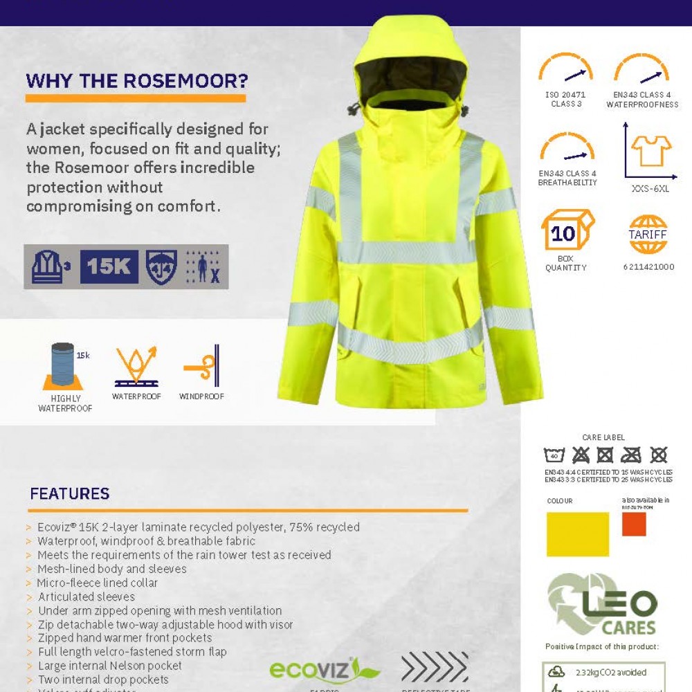 ROSEMOOR Leo EcoViz 10K Performance+ Breathable Women's Jacket YEL M (12)