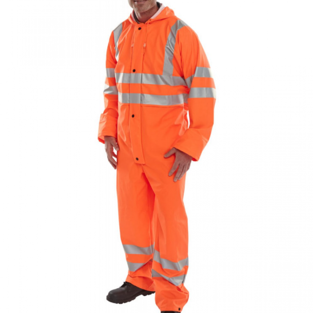 BESEEN PU HI-VIZ  COVERALL ORANGE 2XL