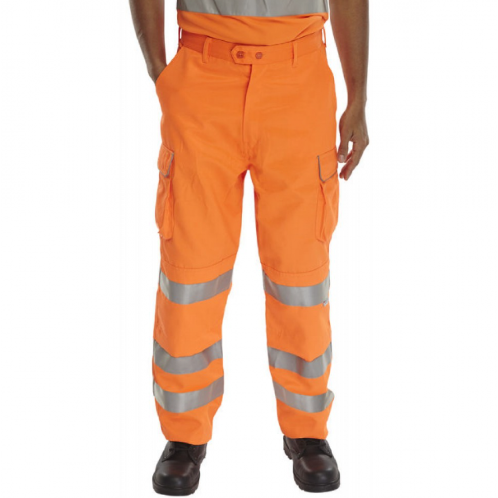HI-VIZ WORK TROUSER ORANGE  GO/RT BESSEN WAIST 38