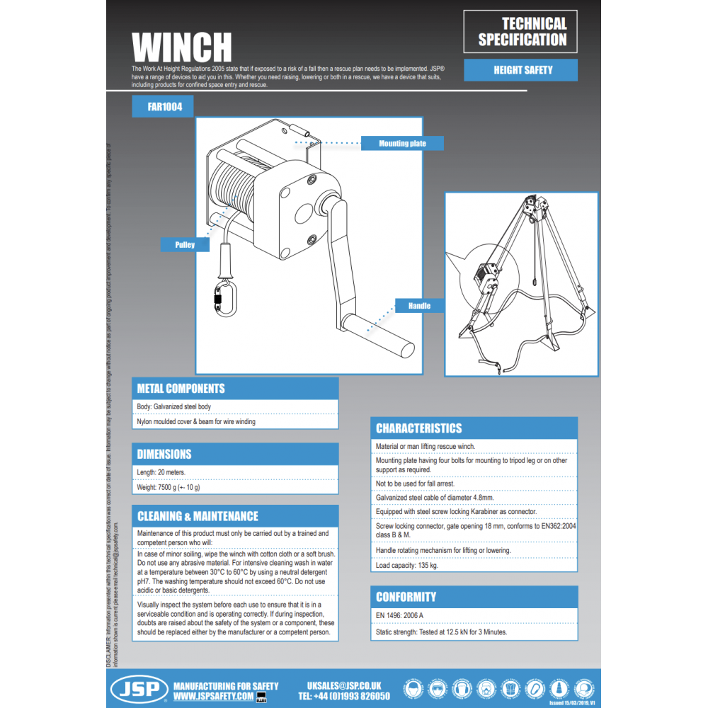 CONFINED SPACE WINCH FAR1004