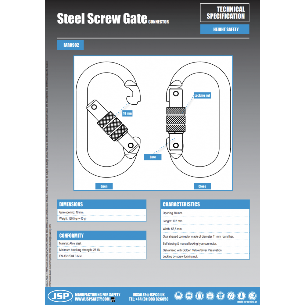 STEEL SCREW GATE KARABINER FAR0902