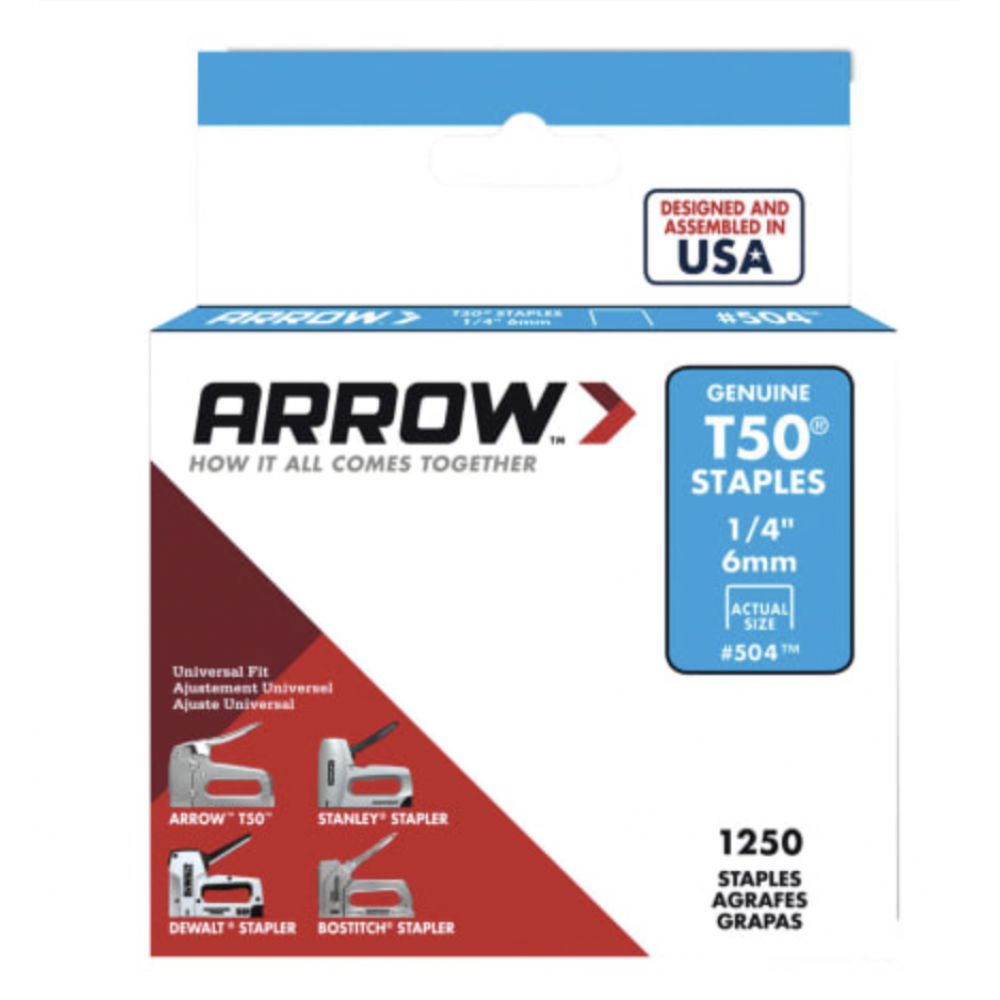 ARROW T50 STAPLE 6MM BOX 5000 ARRT5014