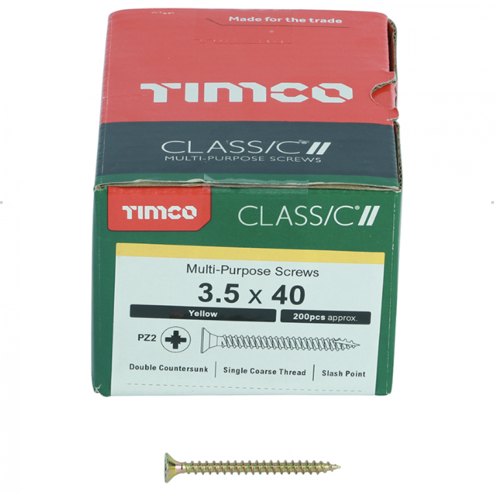 3.5X40MM CLASSIC WOOD SCREW BOX 200 TIMCO