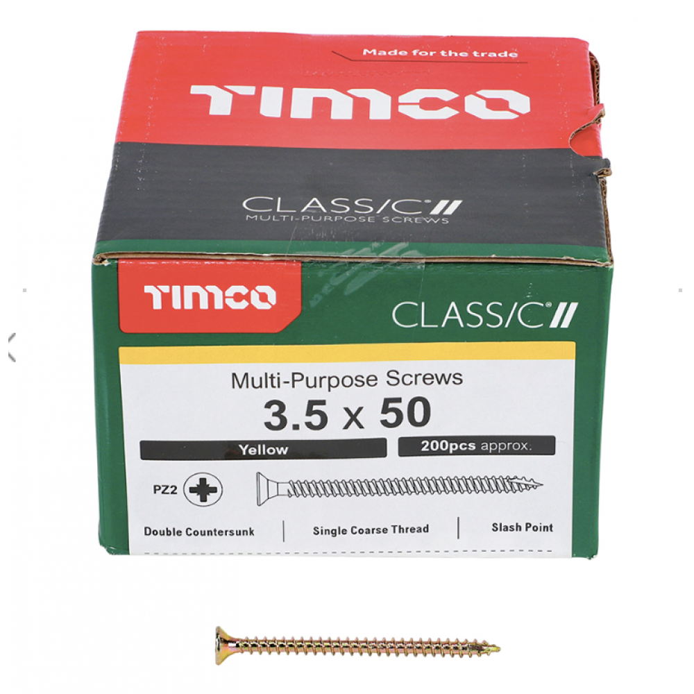 3.5X50MM CLASSIC WOOD SCREW BOX 200 TIMCO