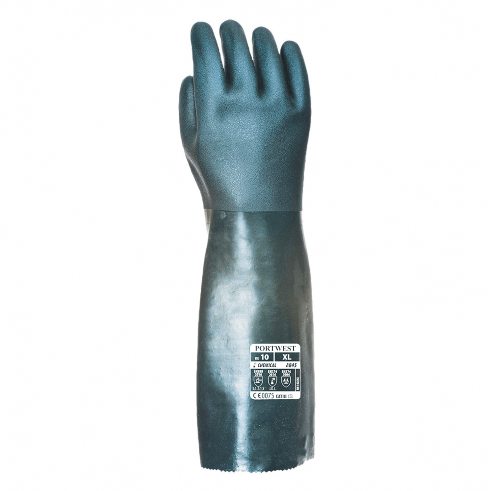 A845 DOUBLE DIPPED PVC GAUNTLET 45CM (LONG) GREEN XL PW
