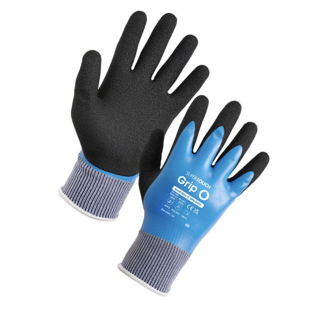 SUPERTOUCH GRIP 2-0 WATER RESISTANT GLOVES BLUE LARGE