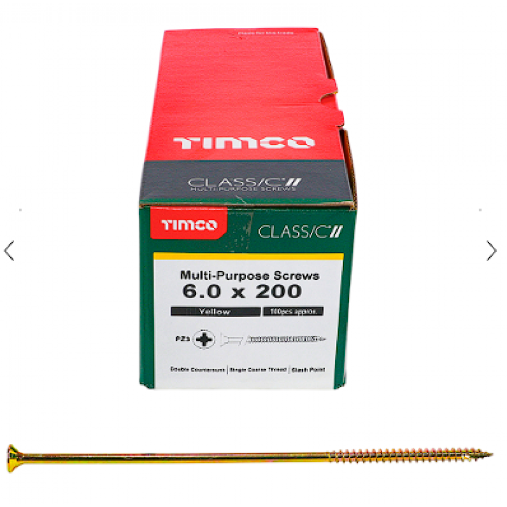 6X200MM CLASSIC WOOD SCREWS BOX 100 TIMCO