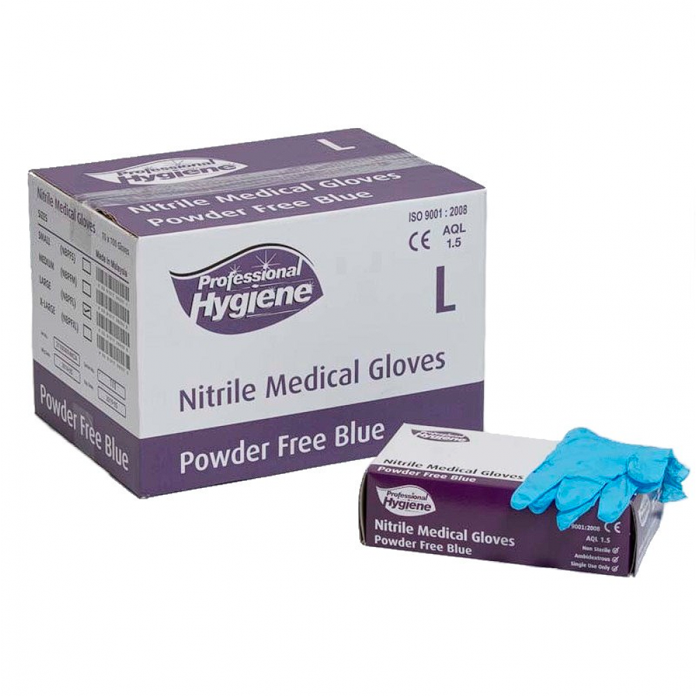 NITRILE EXAMINATION GLOVE P/FREE BLUE MEDIUM