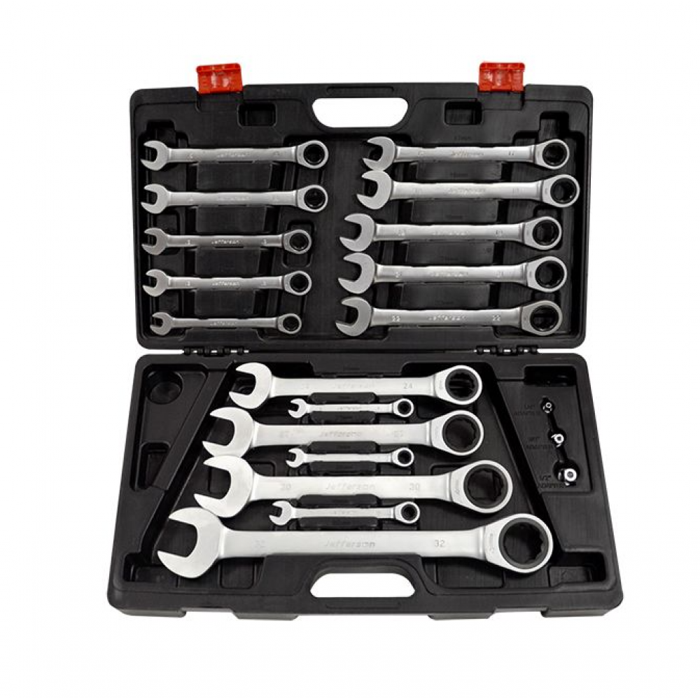 20 PIECE COMBI RATCHET SPANNER SET 8 - 32MM RANGE jefferson
