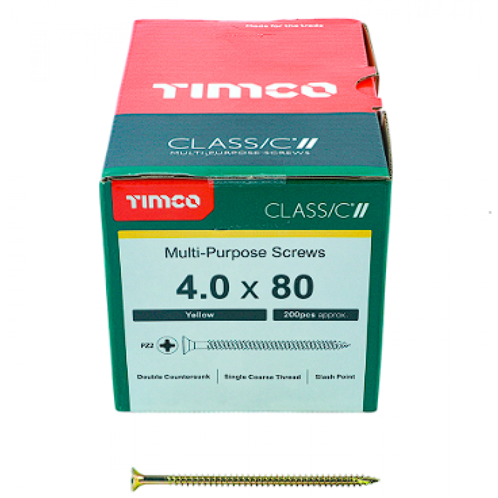 4X80MM CLASSIC WOOD SCREW BOX 200 TIMCO