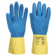 DOUBLE DIP LATEX GAUNTLET A801 YELLOW/BLUE L
