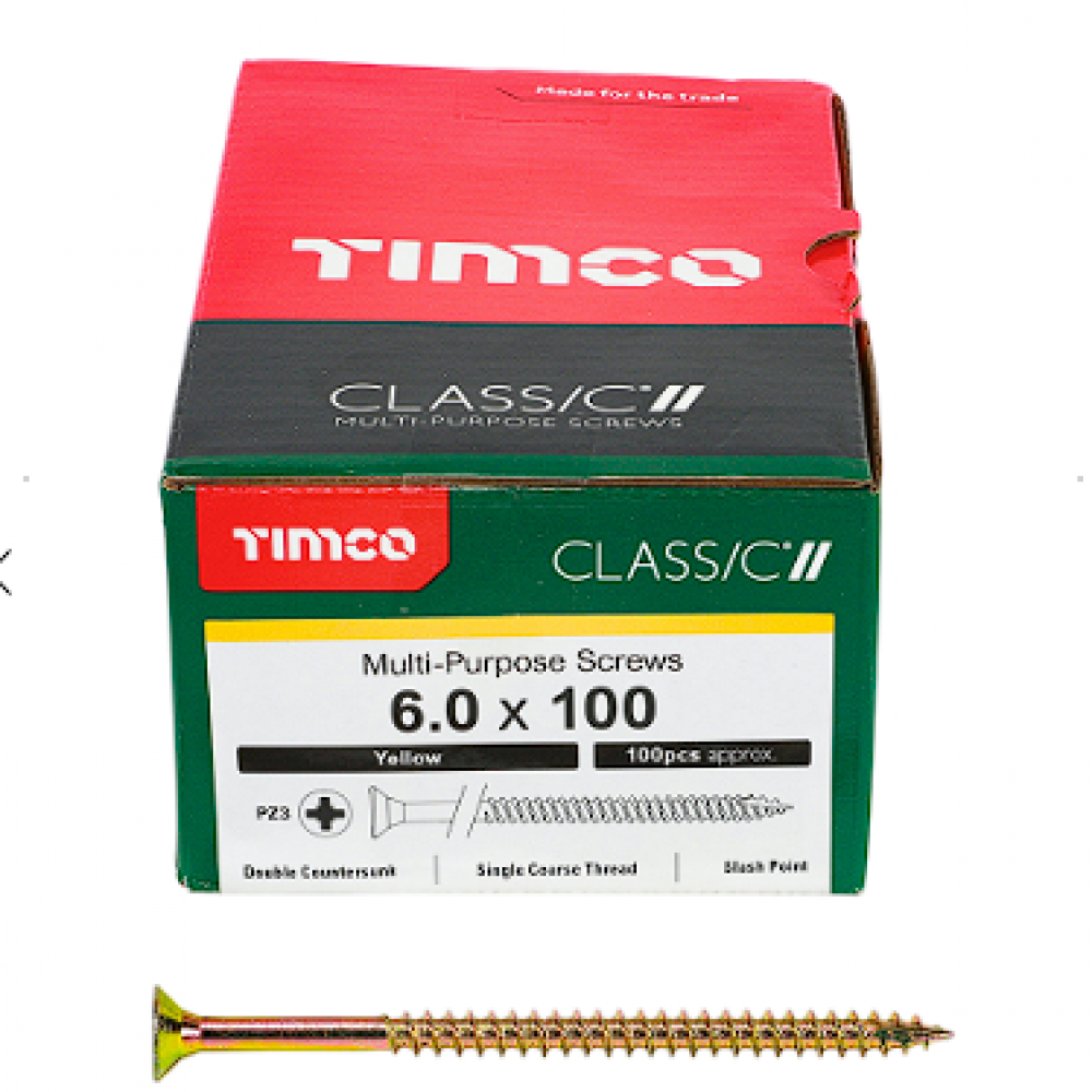 6X100MM CLASSIC WOOD SCREW BOX 100 TIMCO