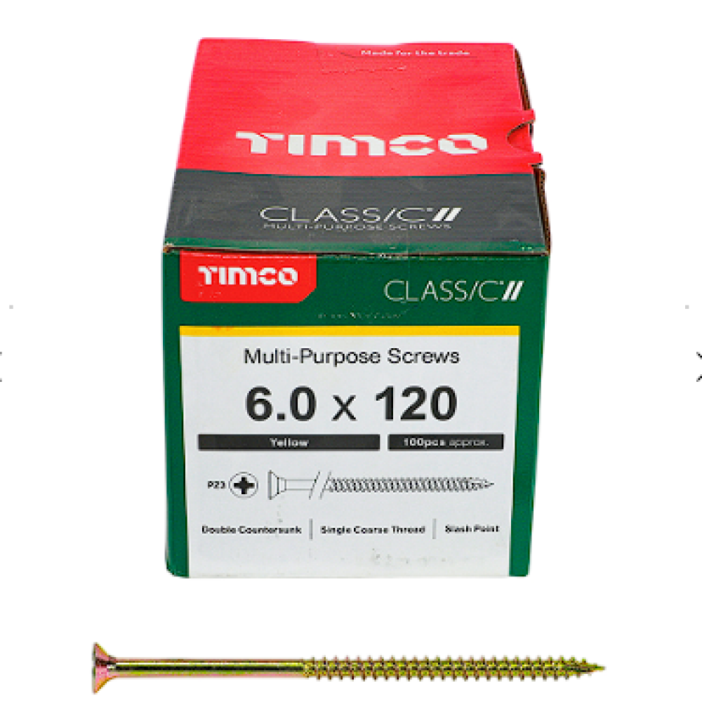 6X120MM CLASSIC WOOD SCREW BOX 100 TIMCO