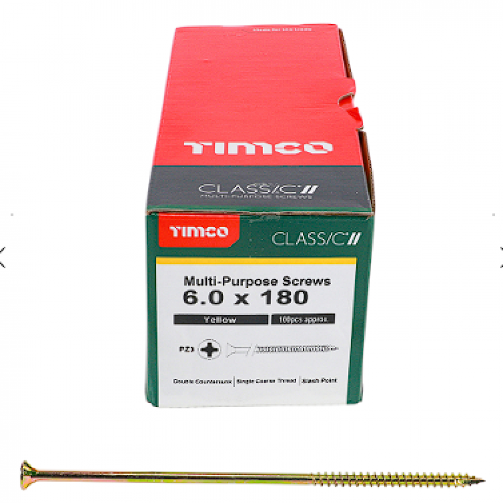 6X180MM CLASSIC WOOD SCREW BOX 100 TIMCO