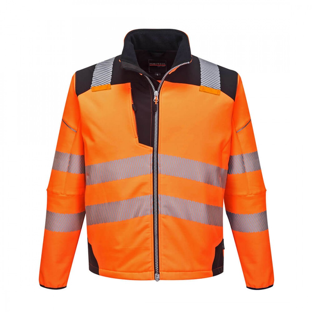 T402 PW3 HI VIS SOFTSHELL ORANGE/NAVY M