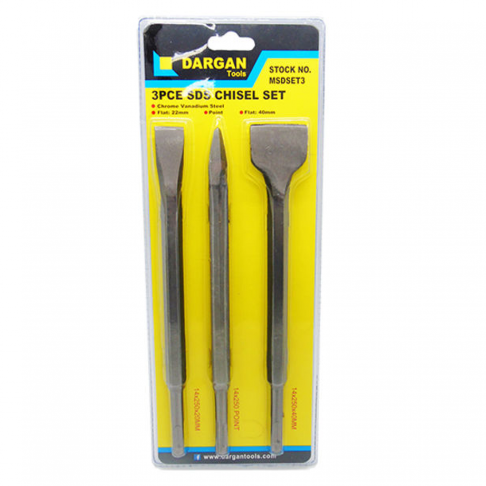 DARGAN SDS PLUS CHISEL SET PK 3