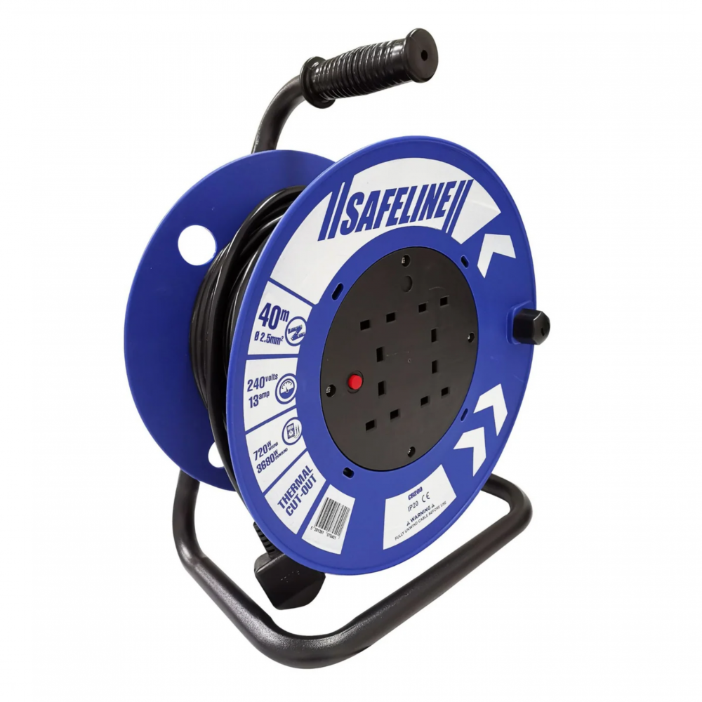 SAFELINE 40MT X 240V X 13A 2.5SQ BLUE CABLE REEL 5.59KG