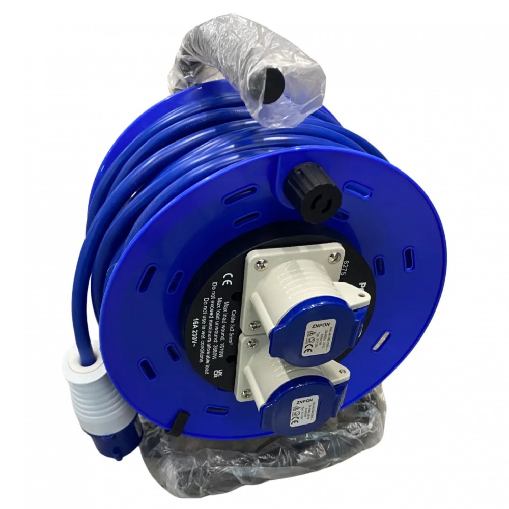 POWERMASTER 16AMP 25MT 2.5MMSQ CABLE REEL BLUE