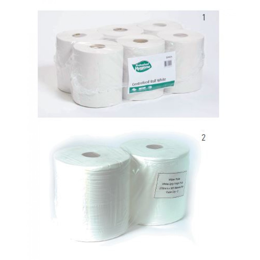TWIN WIPER 2 PLY ROLL WHITE PACK 2