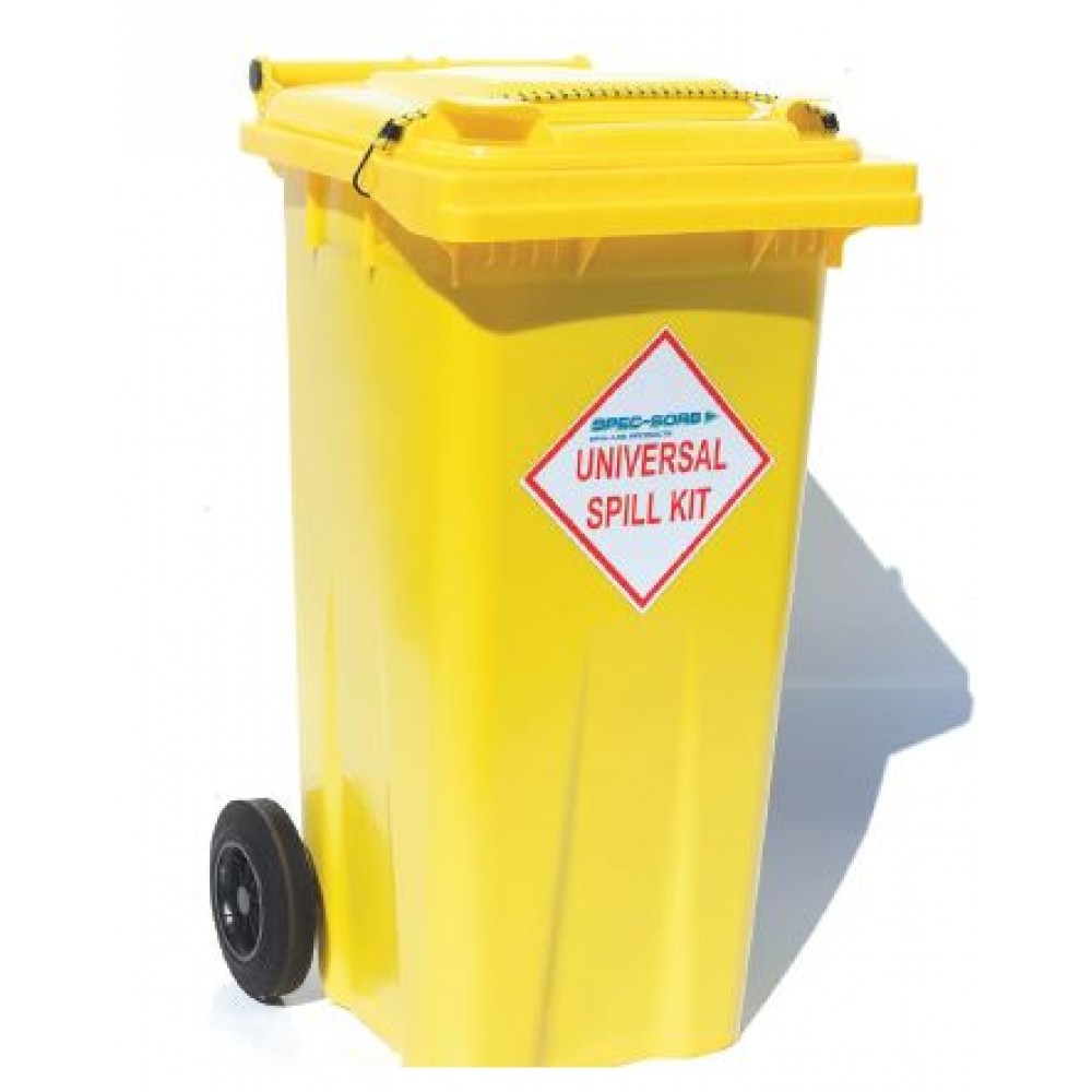 120L UNIVERSAL SPILL KIT WHEELIE BIN (fentex contents)