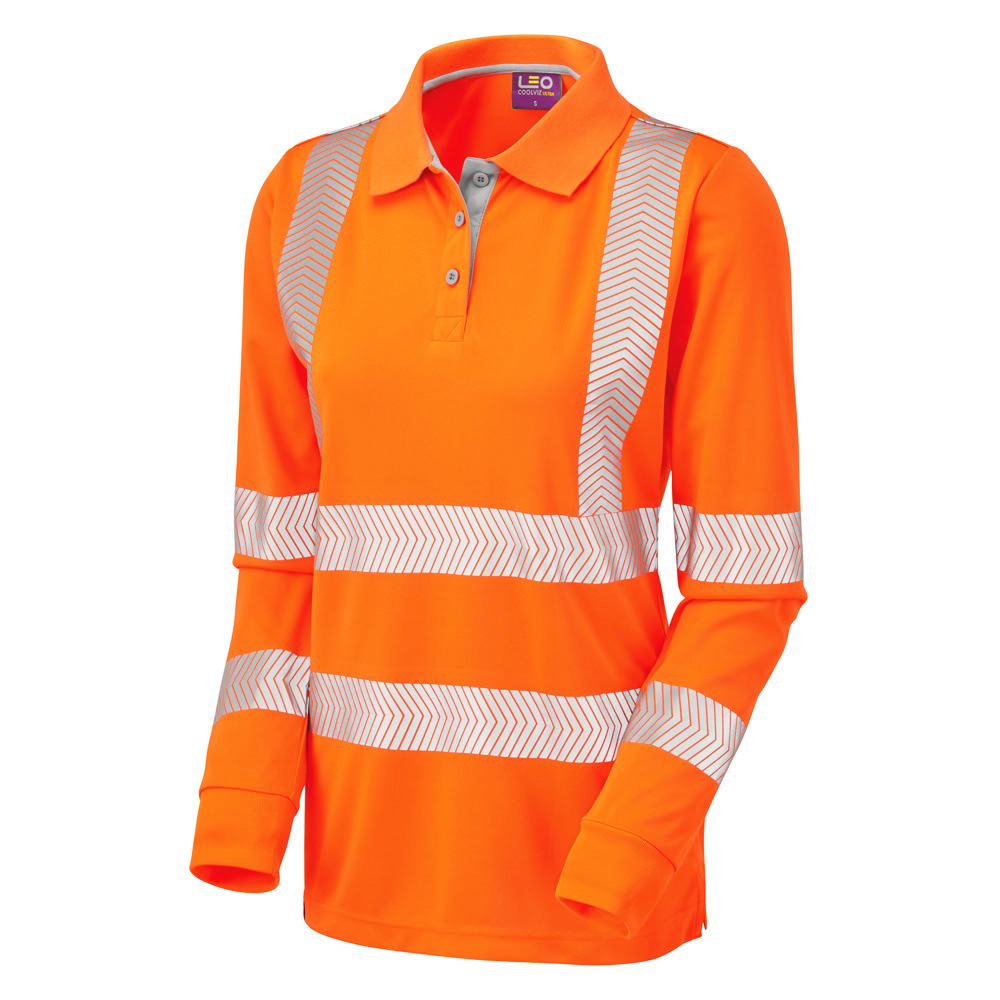 POLLYFIELD Leo EcoViz Performance+ Women's L/S Polo Shirt ORG L