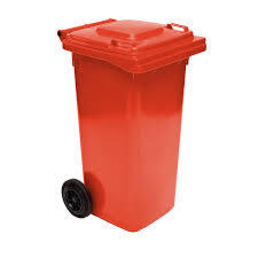 140L RED WHEELIE BIN