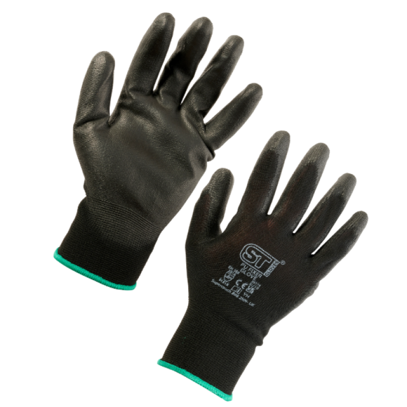SUPERTOUCH FIXER NYLON/PU PALM COATED BLACK GLOVE