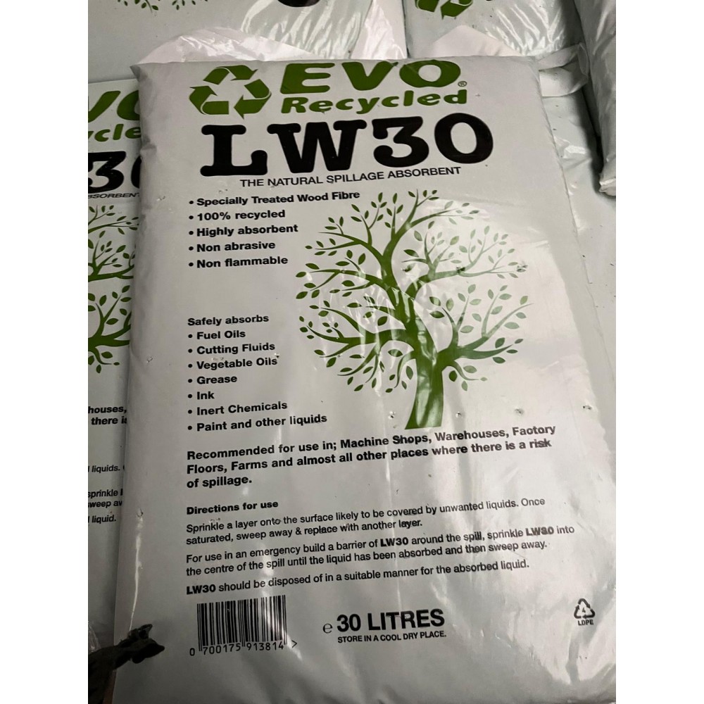 FENTEX LW30 WOOD FIBRE FR ABSORBENT PELLETS 30LT BAG